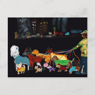 Nyc Dogwalker Holiday Postcard