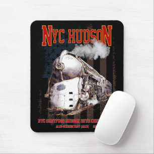 NYC Dreyfuss Hudson Locomotive. American flag Mouse Mat