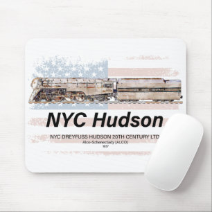 NYC Dreyfuss Hudson Locomotive. American flag Mouse Mat