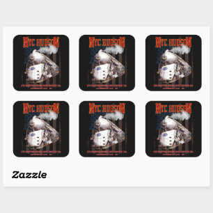 NYC Dreyfuss Hudson Locomotive. American flag Square Sticker