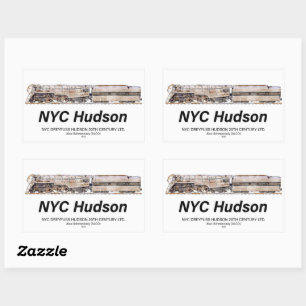 NYC Dreyfuss Hudson Steam Locomotive. Profile Rectangular Sticker