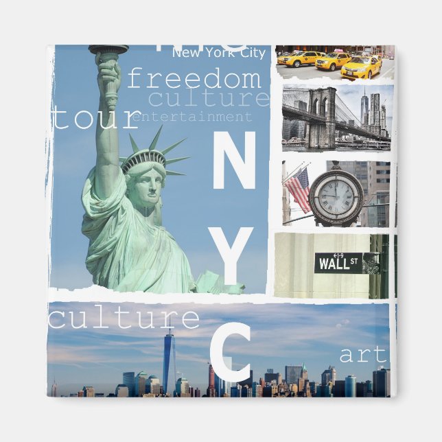 Nyc Elegant Modern New York City Template Square Magnet (Front)