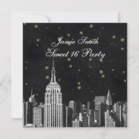 NYC ESB Skyline Etched Black Starry Sweet 16