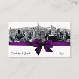 NYC Etched Fisheye Skyline BW Purpl Place Cards #2