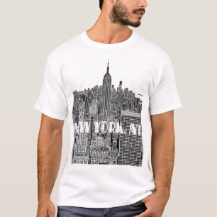 NYC Etched Look Skyline From Above T-Shirt