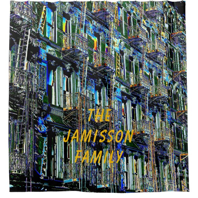 NYC Fire Escapes Pop Art Modern Personalised Shower Curtain (Front)