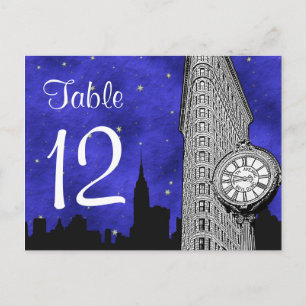 NYC Flatiron Skyline Silhouette Bl S2 Table Number Postcard