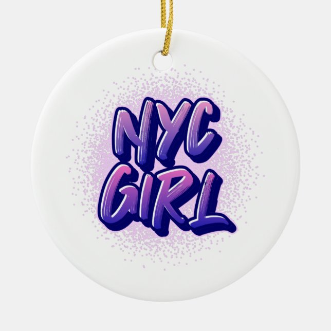 NYC Girl Graffiti Style   Ceramic Tree Decoration (Front)