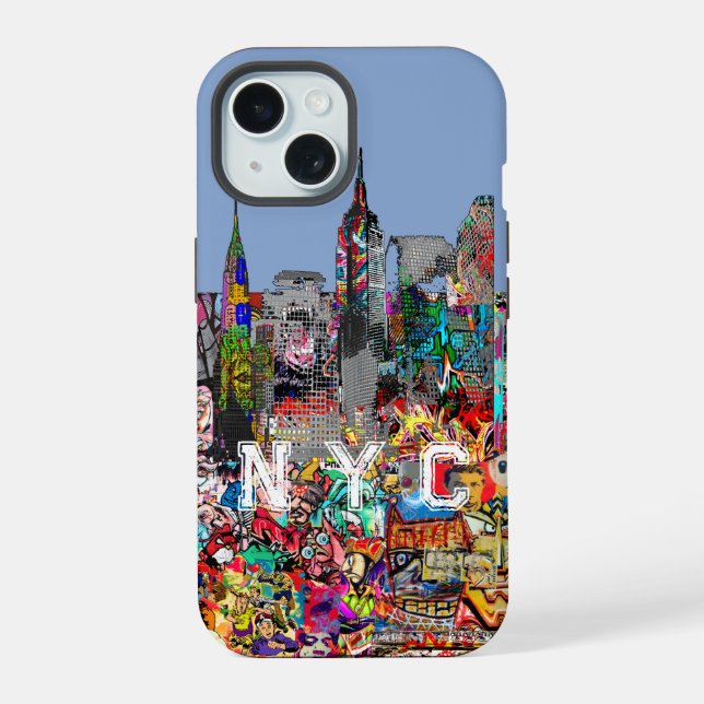 NYC graffiti iPhone 15 Case (Back)
