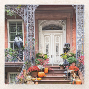 NYC Halloween Door Glass Coaster