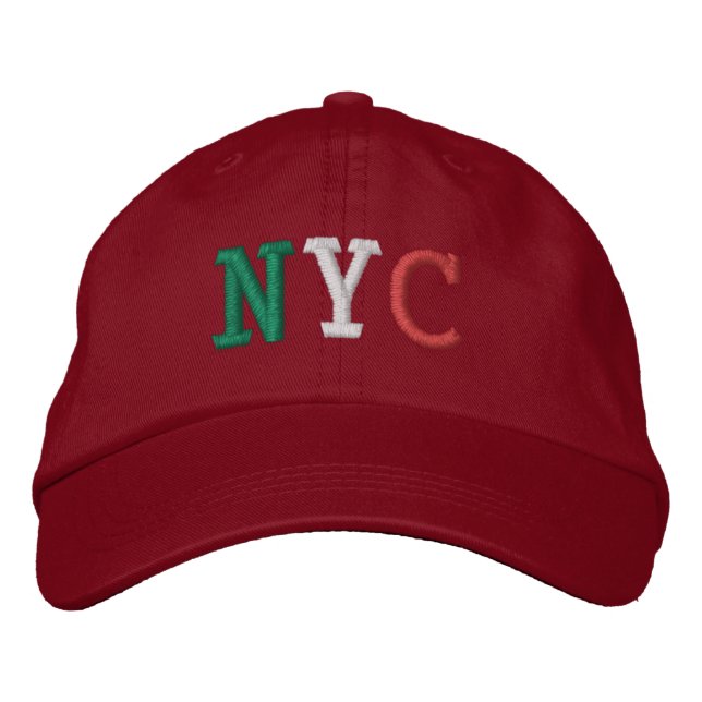 NYC Italian Flag Green White and Red Coloured Embroidered Hat (Front)
