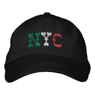 NYC Italy Flag Old Classic Green White Red Black Embroidered Hat