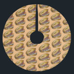 NYC Jewish Deli Bagel Capers Lox Cream Cheese Brushed Polyester Tree Skirt<br><div class="desc">Just personalise for a fun holiday decoration! Tree skirt features an original marker illustration of a bagel with cream cheese and lox.

This design is also available on other products. Don't see what you're looking for? Need help with customisation? Contact Rebecca to have something designed just for you.</div>