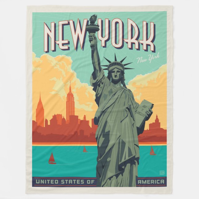 NYC - Lady Liberty Fleece Blanket (Front)