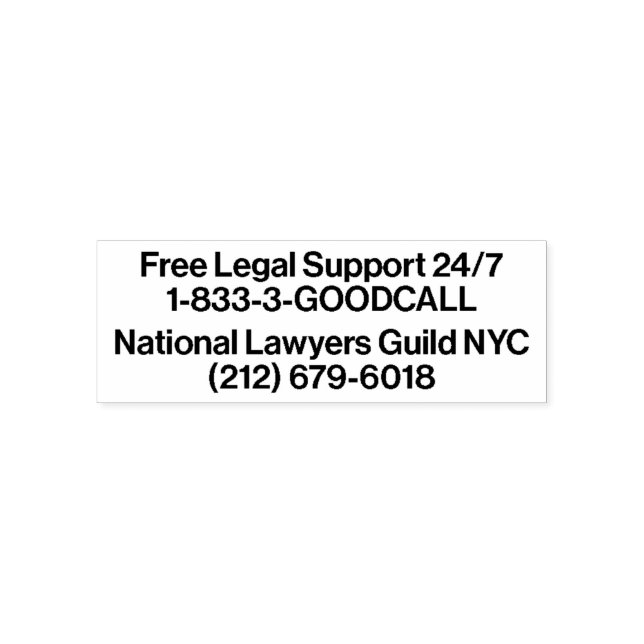 NYC Legal Support Hotlines for Protesters Self-inking Stamp (Design)