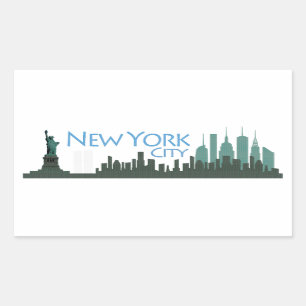 NYC Liberty Skyline Rectangular Sticker