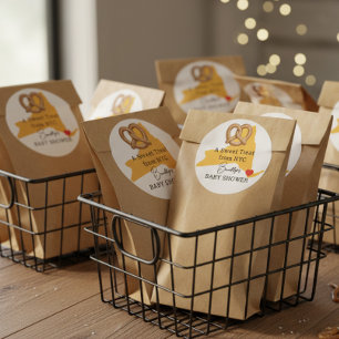 NYC Locally Grown Pretzel Favour Baby Shower Classic Round Sticker