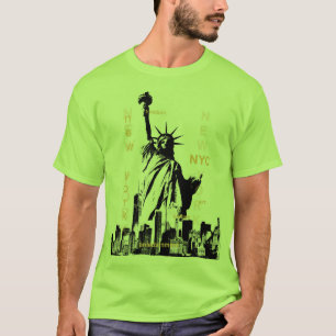 Nyc Manhattan Liberty Statue Mens Lime Green T-Shirt