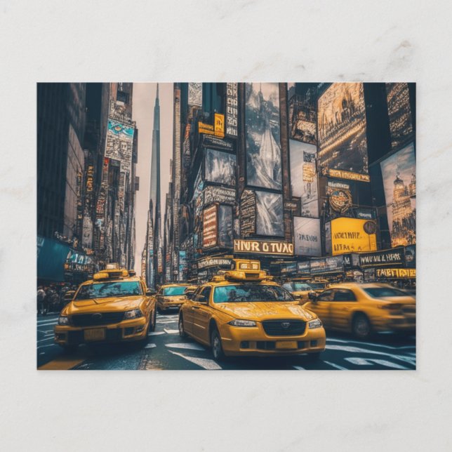NYC Manhattan Yellow Taxis  Postcard (Front)