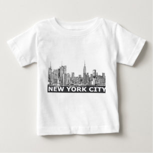 NYC monochrome skyline text Baby T-Shirt