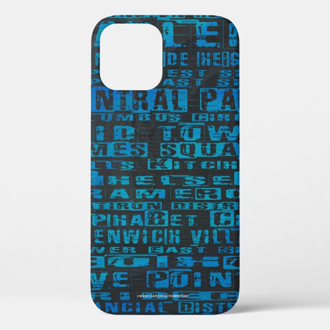 NYC Neighbourhoods Blue Case-Mate iPhone Case (Back)