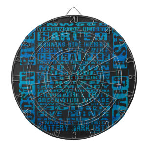 NYC Neighbourhoods Blue Dartboard