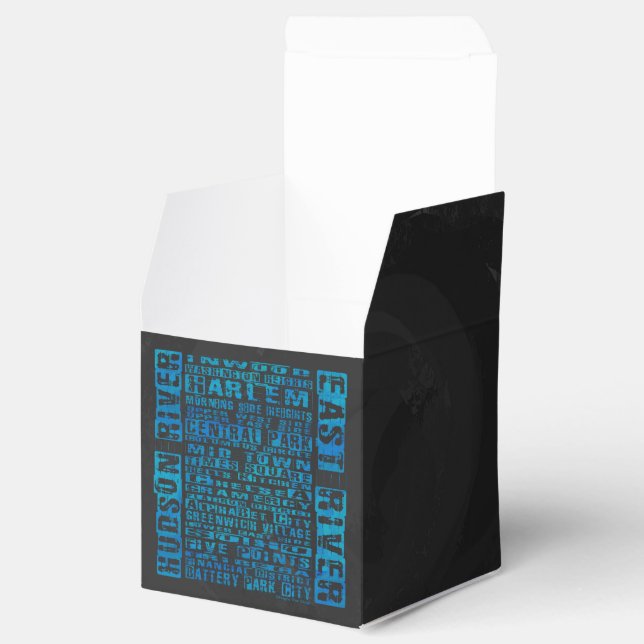 NYC Neighbourhoods Blue Favour Box (Opened)