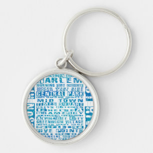 NYC Neighbourhoods Blue Key Ring
