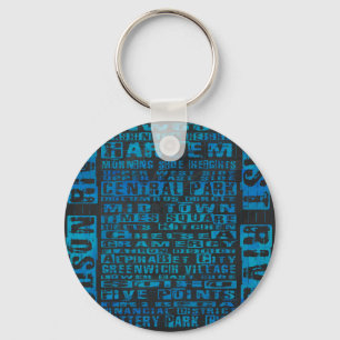 NYC Neighbourhoods Blue Key Ring