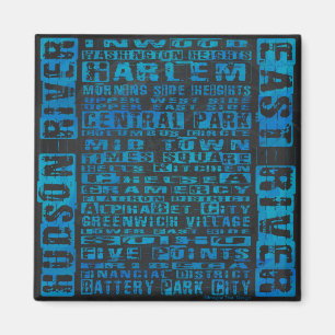 NYC Neighbourhoods Blue Magnet