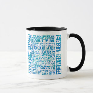 NYC Neighbourhoods Blue Mug