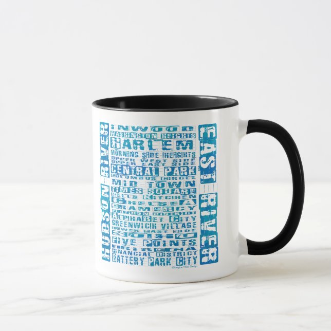 NYC Neighbourhoods Blue Mug (Right)