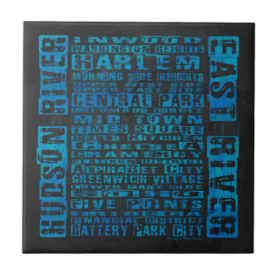 NYC Neighbourhoods Blue Tile