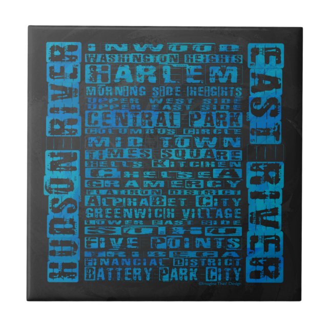 NYC Neighbourhoods Blue Tile (Front)