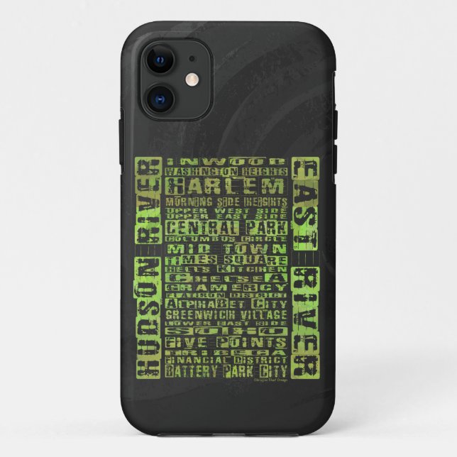 NYC Neighbourhoods Green Case-Mate iPhone Case (Back)