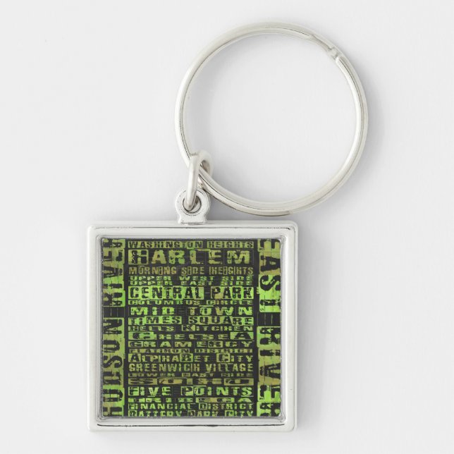 NYC Neighbourhoods Green Key Ring (Front)