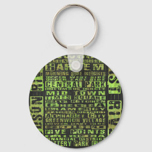 NYC Neighbourhoods Green Key Ring