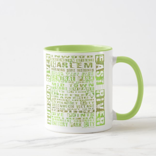 NYC Neighbourhoods Green Mug (Right)