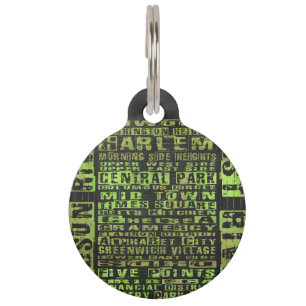 NYC Neighbourhoods Green Pet Tag