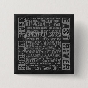 NYC Neighbourhoods Grey 15 Cm Square Badge