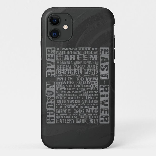 NYC Neighbourhoods Grey Case-Mate iPhone Case (Back)