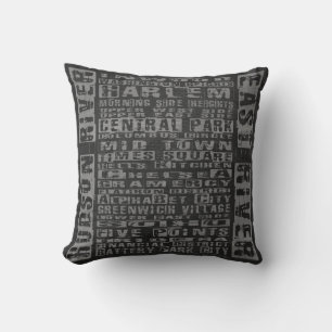NYC Neighbourhoods Grey Cushion