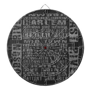 NYC Neighbourhoods Grey Dartboard