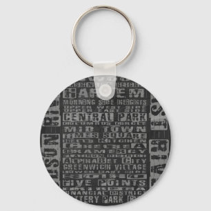 NYC Neighbourhoods Grey Key Ring