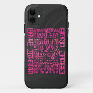 NYC Neighbourhoods Hot Pink iPhone 11 Case