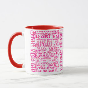 NYC Neighbourhoods Hot Pink Mug