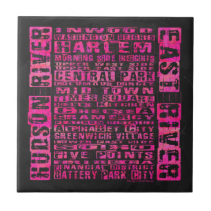 NYC Neighbourhoods Hot Pink Tile