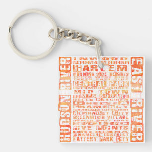 NYC Neighbourhoods Orange Key Ring