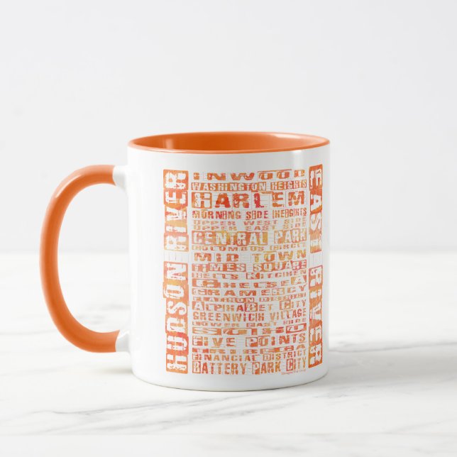 NYC Neighbourhoods Orange Mug (Left)