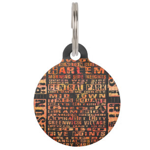 NYC Neighbourhoods Orange Pet Tag